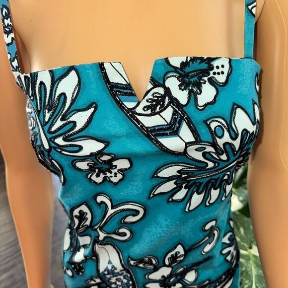 Hunza cotton beaded surfboard sundress in blue-black EUC SZ M - Picture 9 of 16